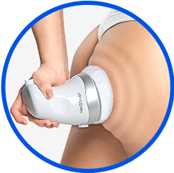 Uso del masajeador Vibro Sculpt en glúteos para combatir celulitis y mejorar firmeza