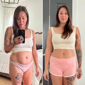 Transformación antes y después en abdomen femenino con Vibro Sculpt
